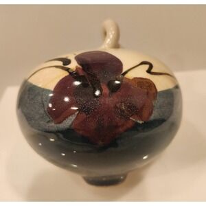Beautiful Pottery Art Decor Purple Orchid Bulbous Shape Ornament Or Display